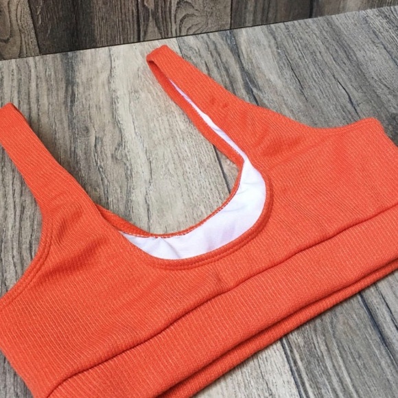 Orange Ribbed textured Bikini Set - Picture 5 of 6